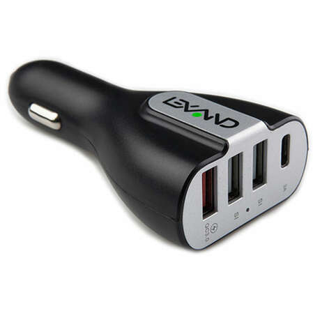 Автомобильное зарядное устройство Автомобильная зарядная станция Lexand LP-4C (2*USB + USB QC3.0 + 1*USB Type-C) чёрный