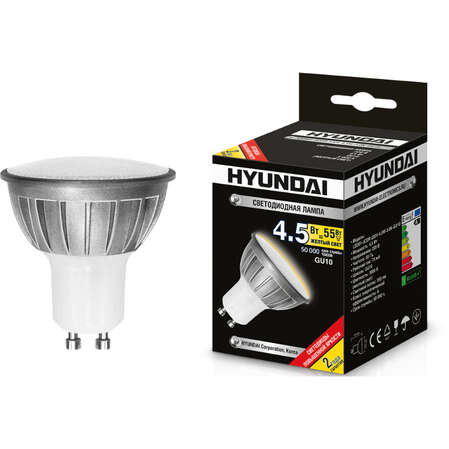Светодиодная лампа LED лампа Hyundai Spotlight JCDR GU10 4.5W, 220V (LED01-JCDR-220V-4.5W-3.0K-GU10) желтый свет