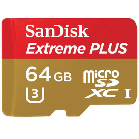 Micro SecureDigital 64Gb SanDisk Extreme Plus microSDXC class 10 UHS-1 U3 (SDSQXSG-064G-GN6MA)