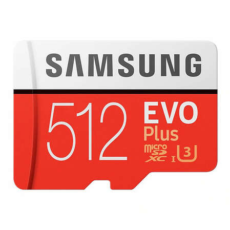 Карта памяти Micro SecureDigital 512Gb SDXC Samsung Evo Plus class10 UHS-I U3 (MB-MC512GARU) + адаптер SD