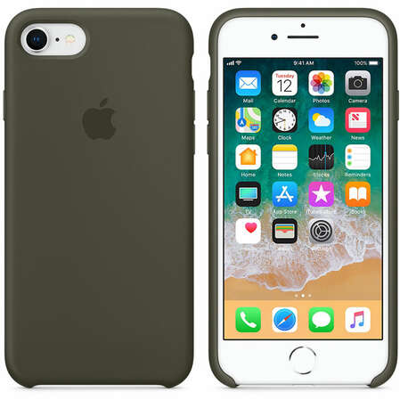 Чехол для Apple iPhone 8/7 Silicone Case Dark Olive