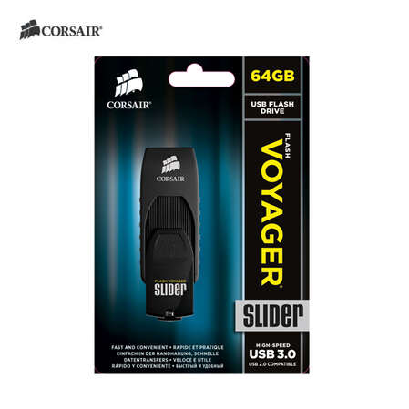 USB Flash накопитель 64GB Corsair Voyager Slider™ (CMFSL3-64GB) USB 3.0 Черный