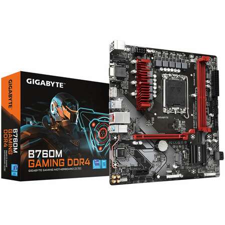 Материнская плата Gigabyte B760M Gaming DDR4 B760 Socket-1700 2xDDR4, 4xSATA3, RAID, 2xM.2, 1xPCI-E16x, 3xUSB3.2, 1xUSB3.2 Type C, D-Sub, DP, HDMI, 2.5Glan, mATX