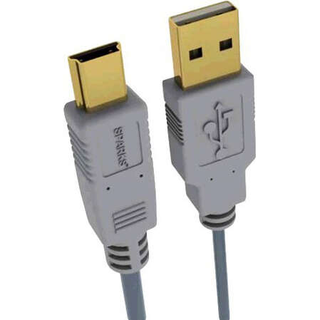 Кабель USB2.0 тип А(m)-miniB(5P) 1.8м Sparks (SG1194) (Gold Series) ферритовые фильтры