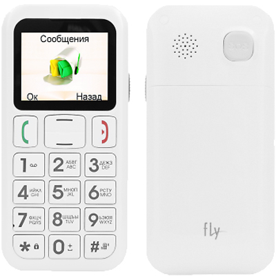 Мобильный телефон Fly Ezzy 5 White, большие кнопки