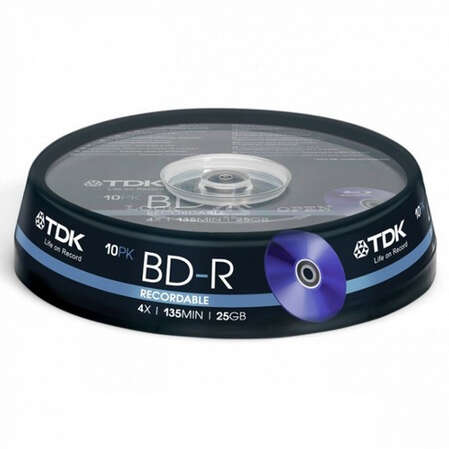Оптический диск BD-R диск TDK 25Gb 6x CakeBox (10шт)