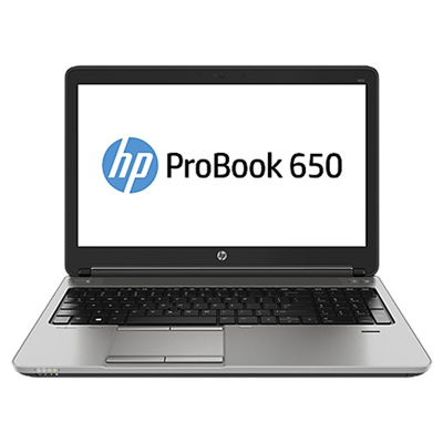 Ноутбук HP ProBook 650 G1 15.6"(1366x768 (матовый))/Intel Core i5 4210M(2.6Ghz)/4096Mb/500Gb/DVDrw/Int:Intel HD4600/Cam/BT/WiFi/55WHr/war 1y/2.32kg/silver/bla