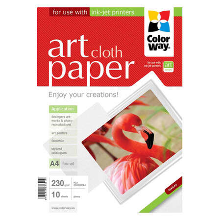 Фотобумага ColorWay ART глянцевая, Фактура: ткань, А4, плотность: 230 г/м2, 10 листов