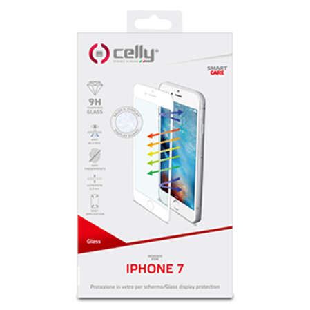 Защитное стекло для iPhone 7 Celly Anti Blue-ray, изогнутое по форме дисплея, с белой рамкой