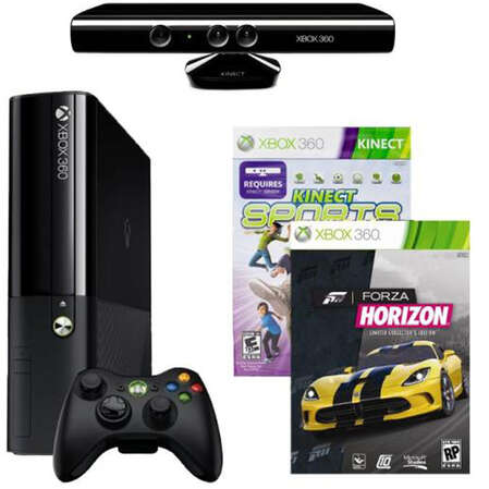 Игровая приставка Microsoft Xbox 360 E 500GB + Kinect + Kinect Adventures + Forza Horizon + Kinect Sports