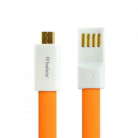 Кабель USB2.0 тип А(m)-microB(5P) 1.0м Belsis (BS1001) плоский оранжевый