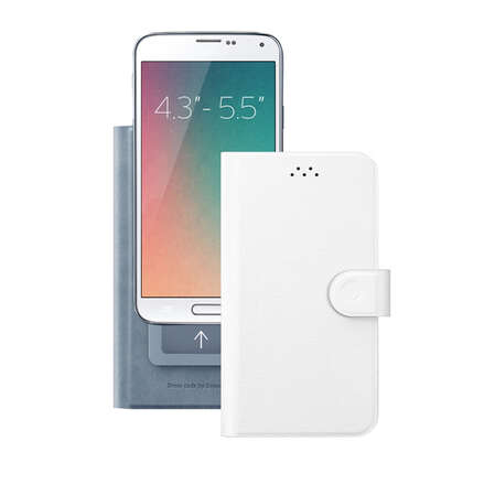 Чехол для мобильного телефона Deppa Flip Wallet размер 4.3"-5.5",белый