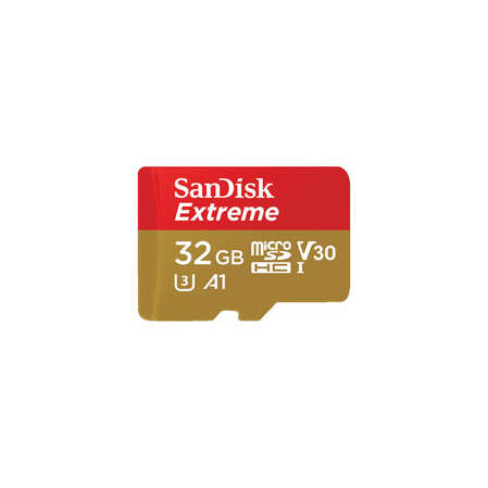 Карта памяти Micro SecureDigital 32Gb SanDisk Extreme for Action camera microSDHC class 10 UHS-1 U3 V30 (SDSQXAF-032G-GN6MA) + адаптер