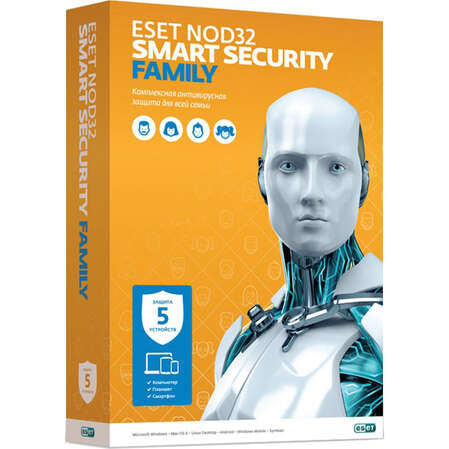 Антивирус Eset Nod32 Smart Security Family (для 5 ПК на 1 год) box