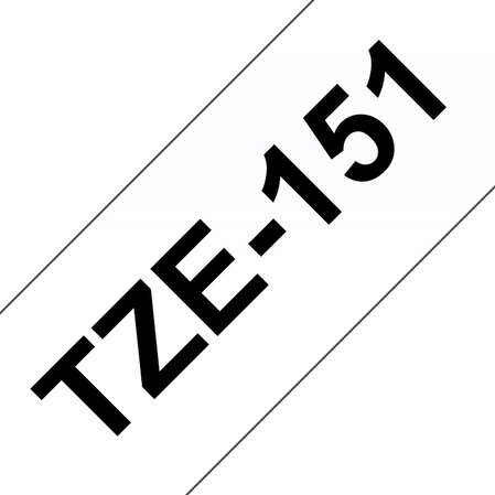 Наклейка ламинированная TZE-151 (24мм черн шрифт на прозрачном фоне, длина 8м)