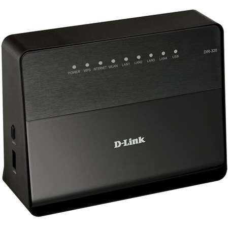 Беспроводной маршрутизатор D-Link DIR-320/A/D1 802.11n 150Мбит/с 2.4ГГц 4xLAN WAN USB поддержка 3G/CDMA/WiMax