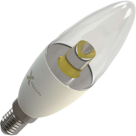 Светодиодная лампа LED лампа X-flash Candle E14 3W 220V желтый свет, прозрачная колба