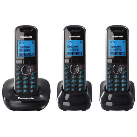 Радиотелефон Dect Panasonic KX-TG5513RUB черный, 3 трубки, АОН