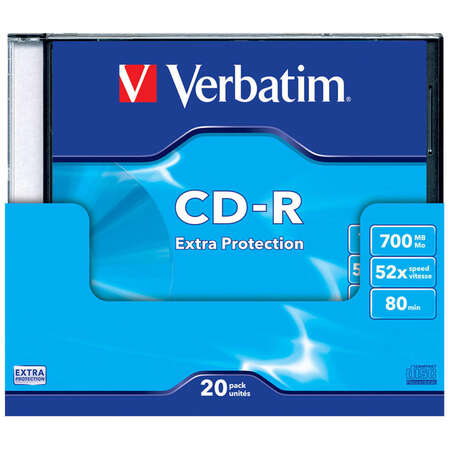 CDR диск Verbatim DL 700Mb 52x Slim Case 20шт. (43348)
