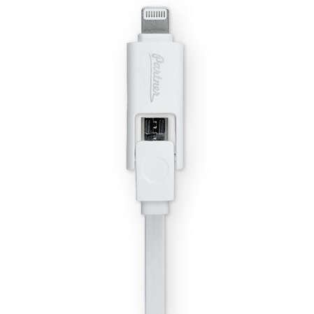 Кабель USB-MicroUSB Partner с переходником на Apple Lightning 1м белый 