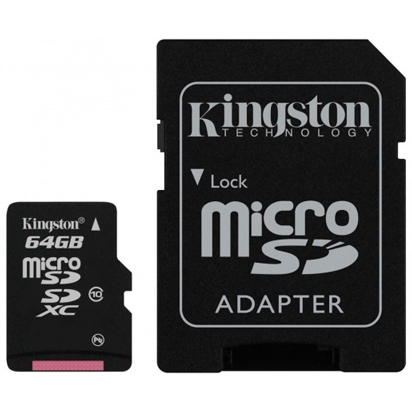 Micro SecureDigital 64Gb Kingston SDXC class 10 (SDCX10/64GB) + SD адаптер