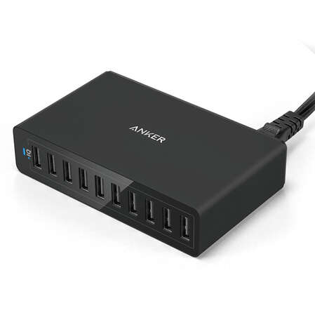 Сетевое зарядное устройство Anker PowerPort 10 50W A2133L11, 10 USB, 12A Черный 