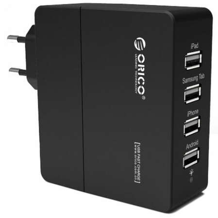 Сетевое зарядное устройство Orico DCA-4U, 4 USB, 6A Black 