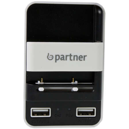 Сетевое зарядное устройство Partner,2 USB, черное