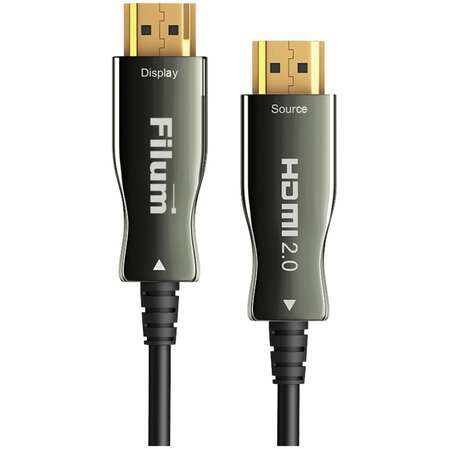 Кабель HDMI Filum, активный, оптический, 20 м, 4K/60HZ,  v.2.0, ARC, 19M/19M, черный,  коробка, FL-AOC-HDMI2.0-20M