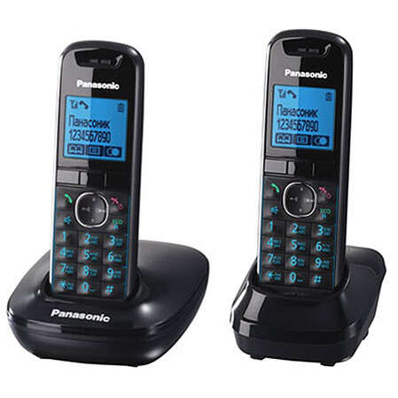 Радиотелефон Dect Panasonic KX-TG5512RUB черный, 2 трубки, АОН