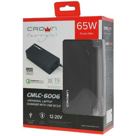 Адаптер питания от сети Crown CMLC-6006 для ноутбуков 65Вт, 19 коннекторов