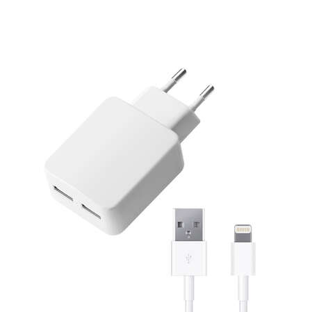 Сетевое зарядное устройство Deppa Ultra MFI Apple Lightning, 3.4A, белое (11356)