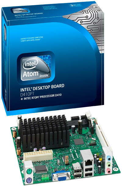 Материнская плата Intel BLKD410PT AtomD410 iN10, Intel SingleCore CPU, 1.66MHz, 2xDDR2, SVGA mini-ITX