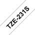 Наклейка ламинированная плотная TZe-S231 (12мм чёрный шрифт на белом фоне, длина 4м)