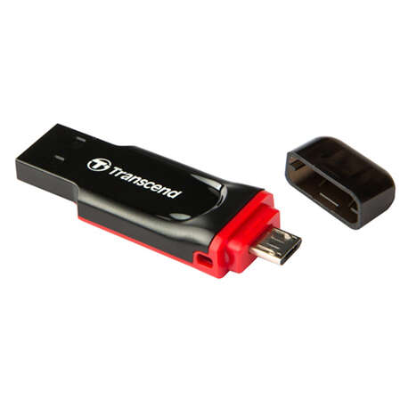 USB Flash накопитель 64GB Transcend JetFlash 340 (TS64GJF340) USB 2.0 + microUSB (OTG) Черный/Красный