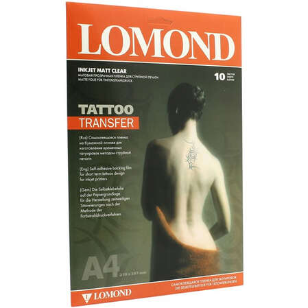 Термотрансфер Lomond Tattoo A4, 10л /прозрачный самоклей. для струйной печати втулка:50.8мм (2") (2010440)