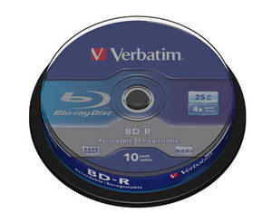 Оптический диск BD-R диск Verbatim 25Gb 4x CakeBox (10шт) (43689)