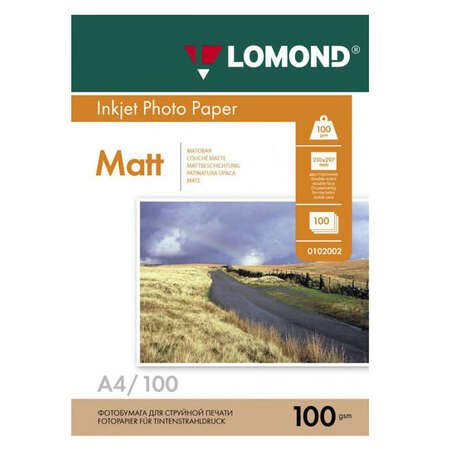 Фотобумага Lomond A4, 100гр, 100л белый матовое/матовое для струйной печати (0102002)