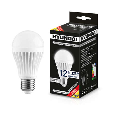 Светодиодная лампа LED лампа Hyundai Bulb A60 E27 12W, 220V (A60-12W-4.5K-E27) ,белый свет