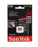 Карта памяти Micro SecureDigital 256Gb SanDisk Extreme for 4K Video on Smartphones, Action Cams & Drones microSDHC class 10 UHS-1 U3 V30 (SDSQXAV-256G-GN6MN)
