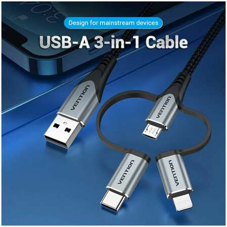 Адаптер USB3.0 - Micro-B, USB-C, Lightning M Vention (CQJHF)