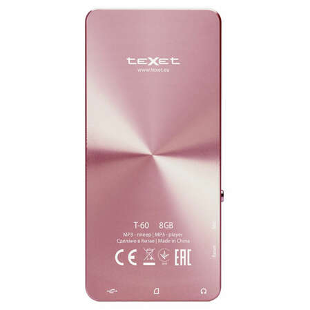 MP3-плеер teXet T60 8Гб, розовый
