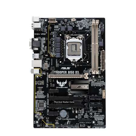 Материнская плата ASUS Trooper B150 D3 B150 Socket-1151 2xDDR3, 6xSATA3, 1xPCI-E16x, 6xUSB3.0, Glan, DVI, D-Sub, ATX