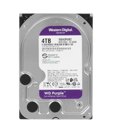 Внутренний жесткий диск 3,5" 4Tb Western Digital (WD43PURZ) 256Mb 5400rpm SATA3 Purple