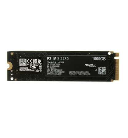 Внутренний SSD-накопитель 1000Gb Crucial P3 (CT1000P3SSD8) M.2 2280 PCIe NVMe 3.0 x4