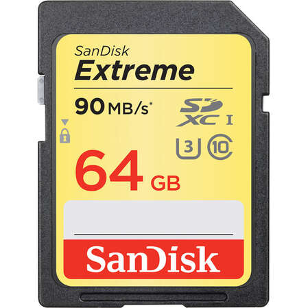 SecureDigital 64Gb SanDisk Extreme SDXC Class 10 UHS-I U3 (SDSDXNE-064G-GNCIN)