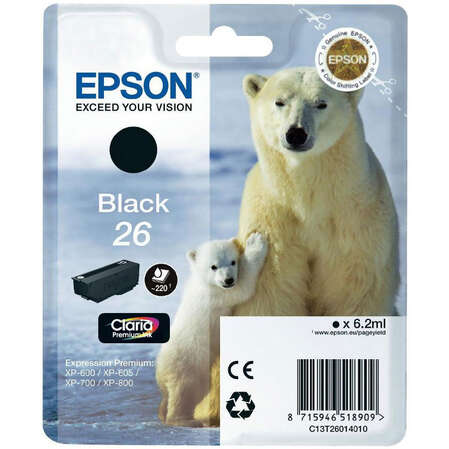 Картридж EPSON T2601 Black для XP-600/605/700/800 C13T26014010