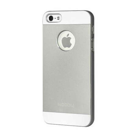 Чехол для iPhone 5/iPhone 5S Nobby Practic CC-003, алюминиевый, белый