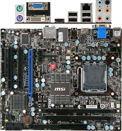 Материнская плата MSI G41M-E43 S.775 2xDDR3 DIMM, 1xPCI-E 16x,  GLAN mATX