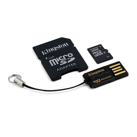 Micro SecureDigital 32Gb HC Kingston (Class 10) + SD адаптер + USB CardReader (MBLY10G2/32GB) 
